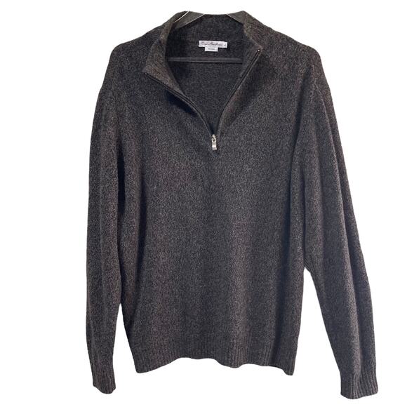 Enzo Mantovani 100% Wool Quarter Zip Pullover Sweater Brown Men's Size Large - Picture 1 of 8